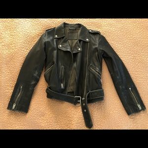 ALLSAINTS WOMENS BALFERN LEATHER BIKER JACKET, US4